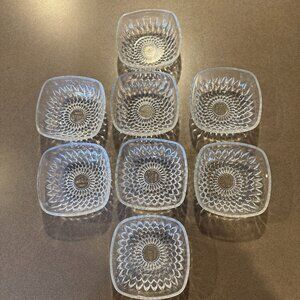 DURALEX Vintage Glass Nesting Bowls.  Set of 8.  4” x 4” x 1 5/8” Made in France